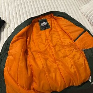 Urban Outfitters Green Bomber Jacket with Orange Lining
